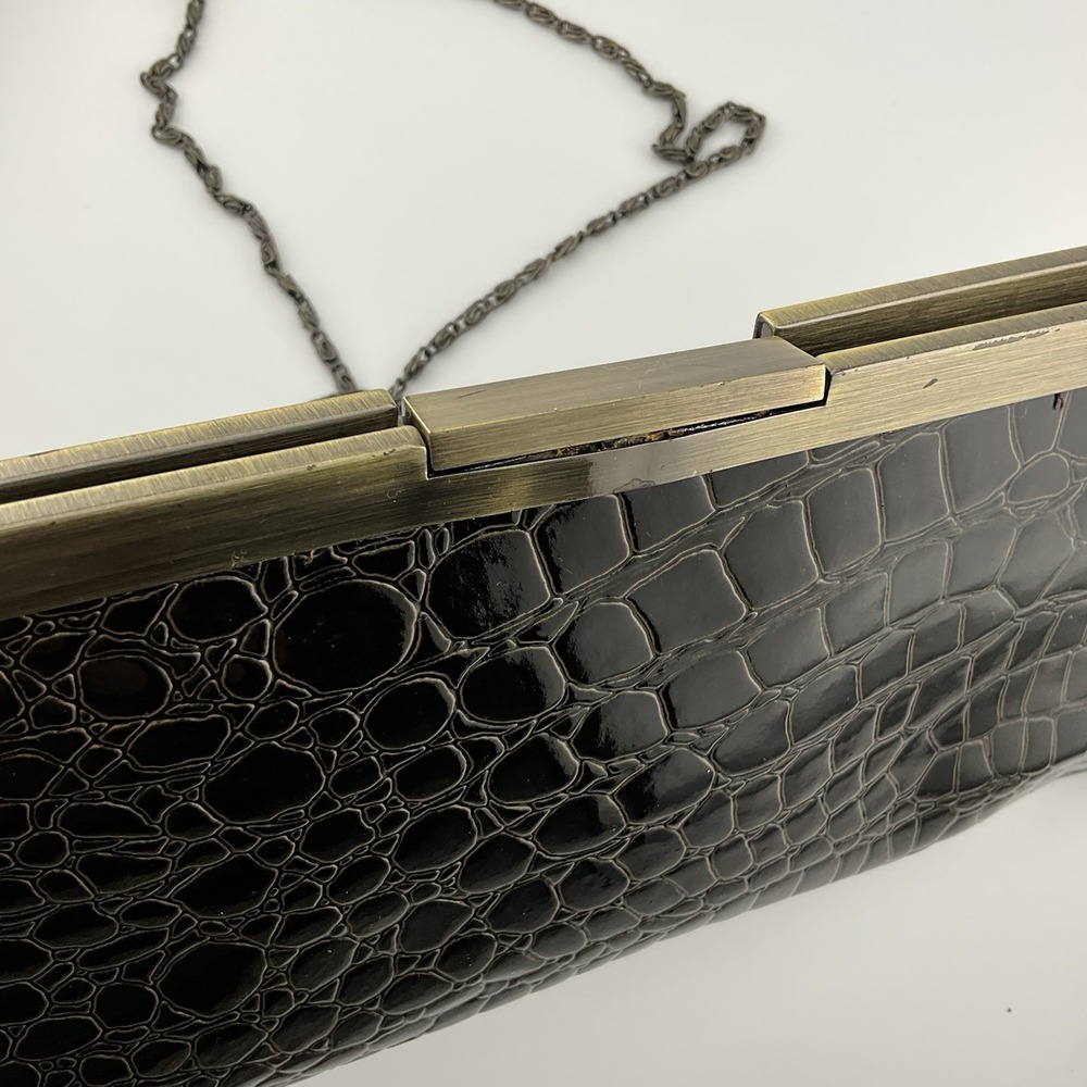 Jessica McClintock Vintage Clutch Patent Leather Crossbody Purse Retro 80s 11 in - Picture 3 of 16